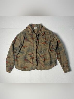 Christopher Dawes vintage British Countrywear Wildlife Print 100% Wool Size S